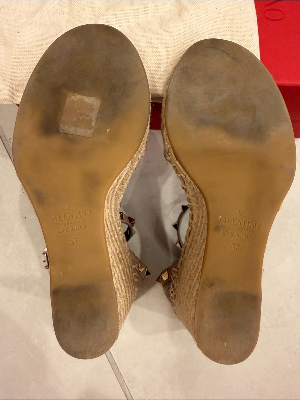 Valentino Garavani Rockstud Double Espadrille Wedge Sandals - Picture 7 of 8